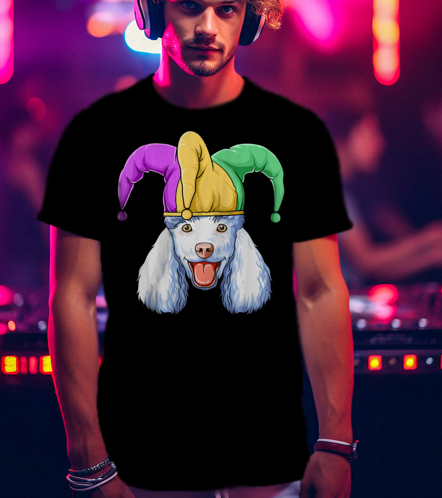 Mardi Gras Poodle Jester Hat Carnival Poodle T-Shirt