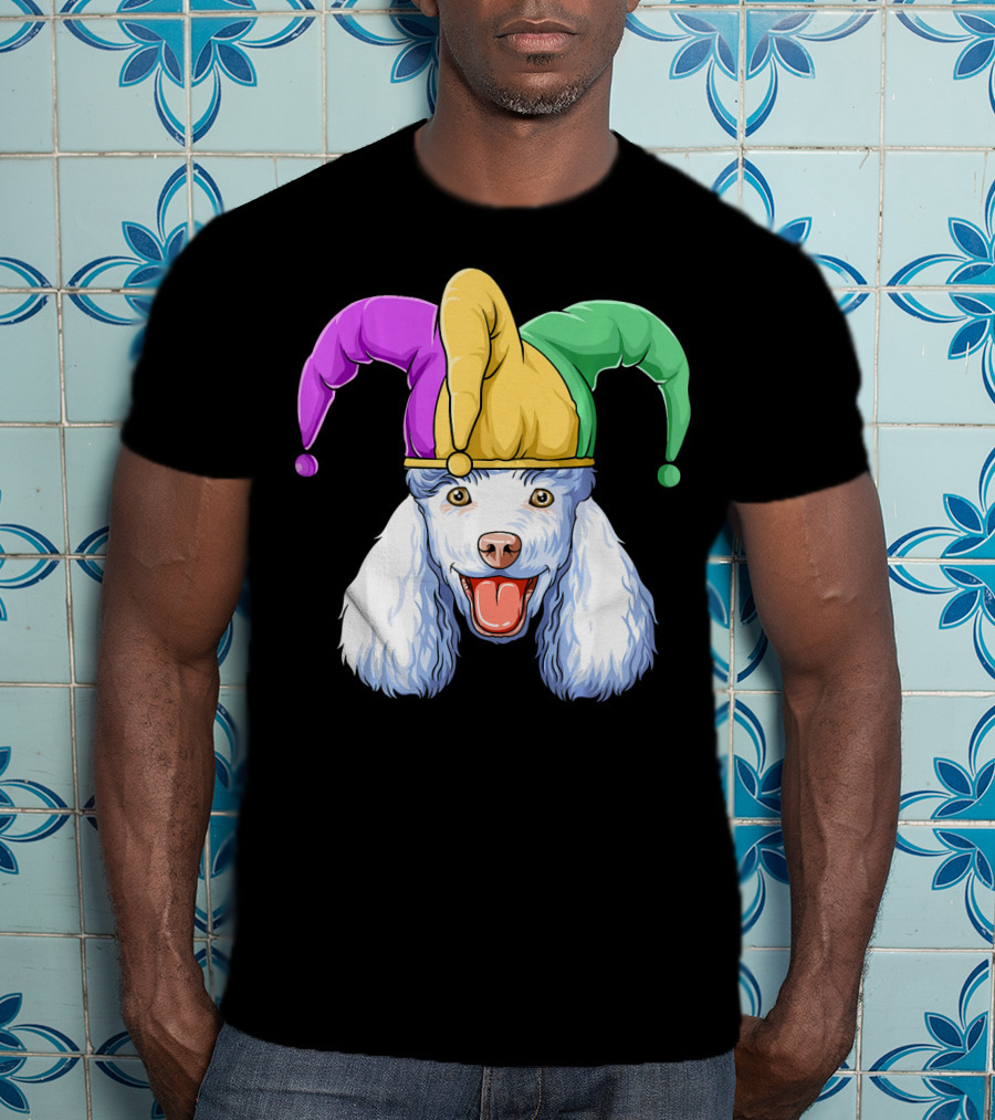 Mardi Gras Poodle Jester Hat Carnival Poodle T-Shirt
