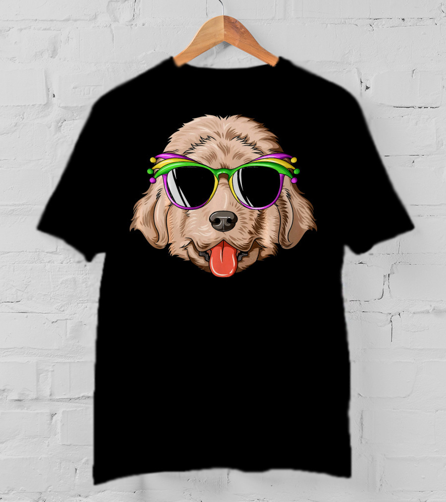Newfoundland Dog Mardi Gras Carnival Mask Sunglasses T-Shirt