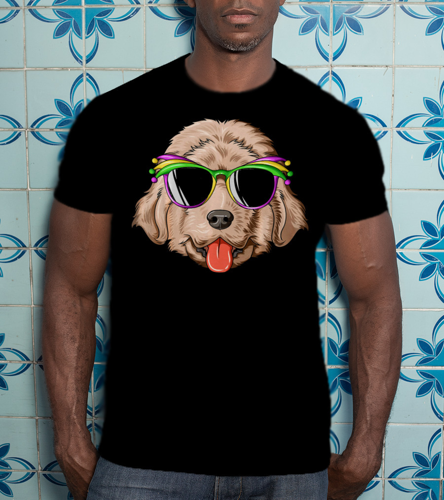 Newfoundland Dog Mardi Gras Carnival Mask Sunglasses T-Shirt