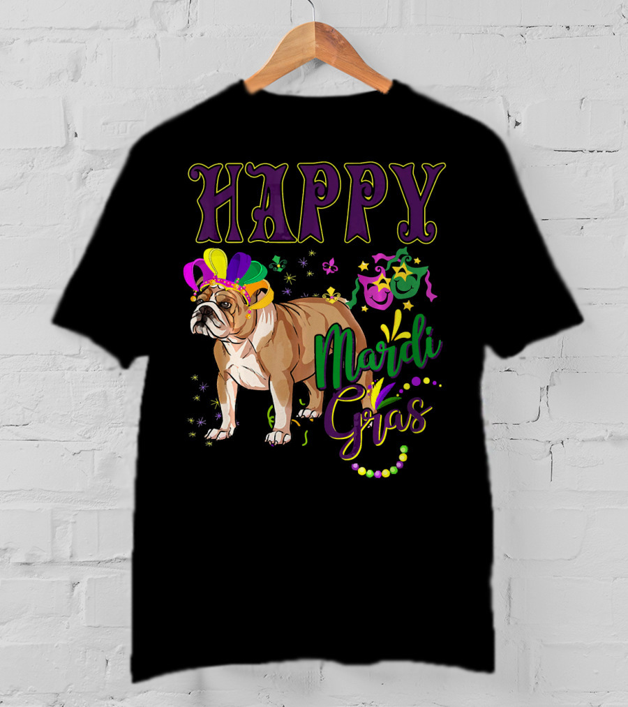 Happy Mardi Gras English Bulldog T-Shirt