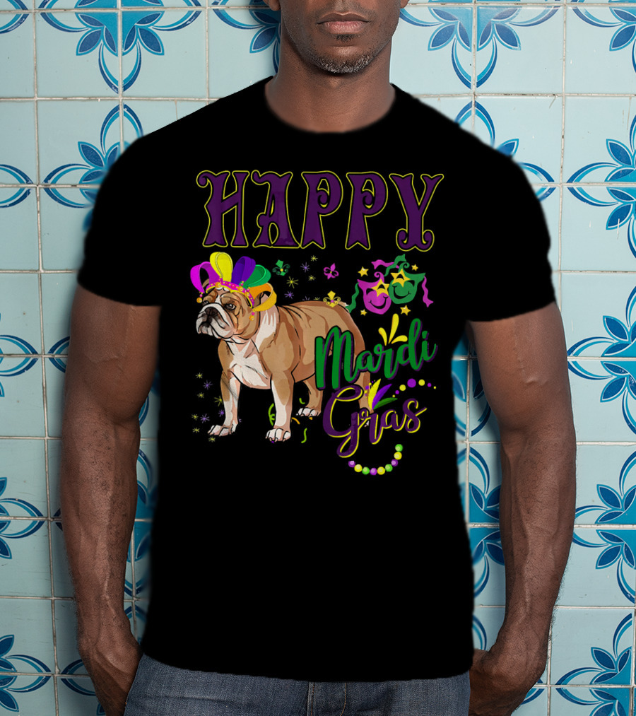 Happy Mardi Gras English Bulldog T-Shirt
