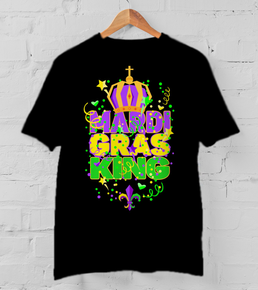 Mardi Gras King Crown Colorful T-Shirt