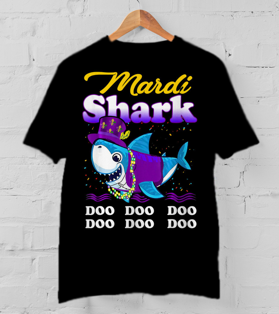 Mardi Shark Doo Doo Doo Doo Funny Mardi Gras T-Shirt