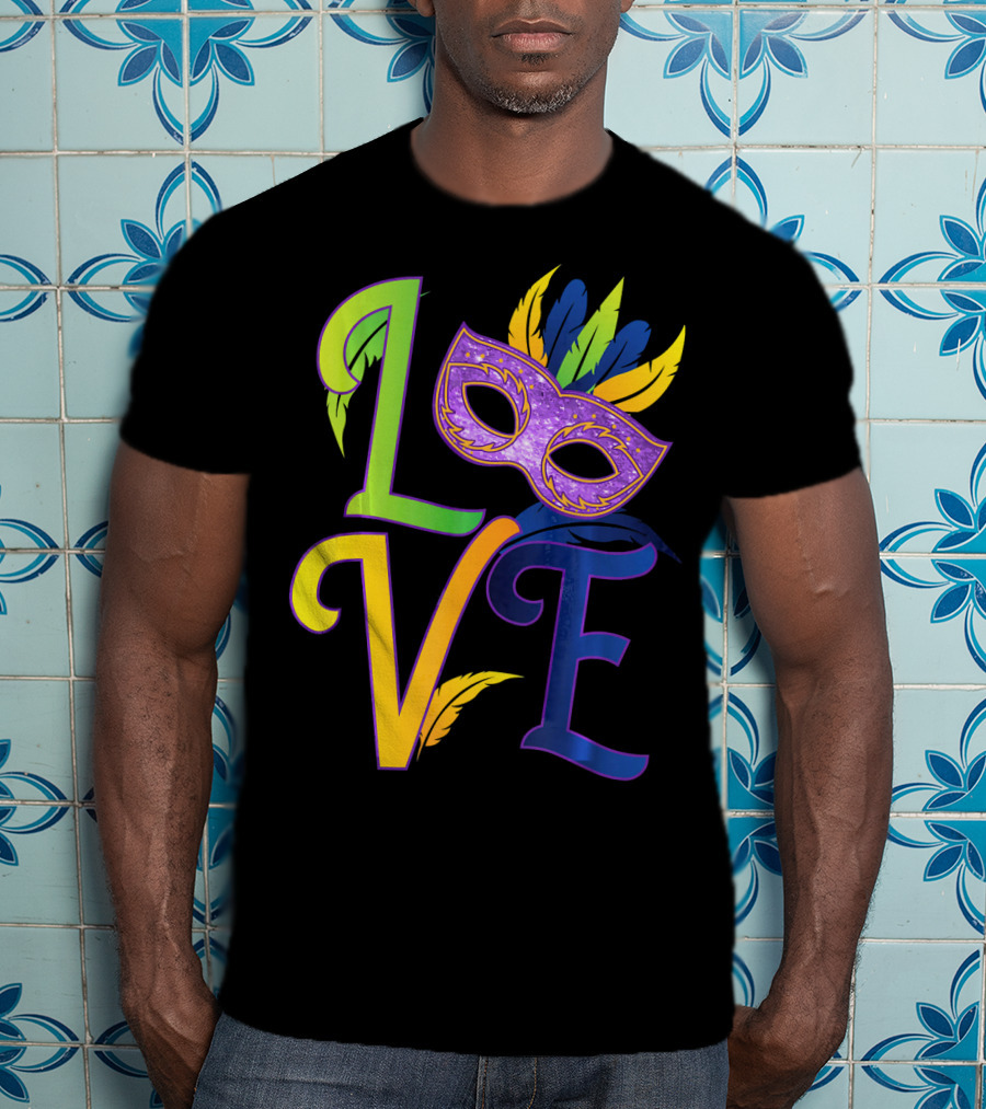 Love Mardi Gras Mask Honor New Orleans T-Shirt