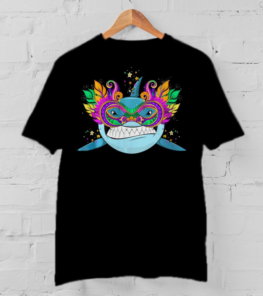 Shark Mardi Gras Mask Festival Boy T-Shirt