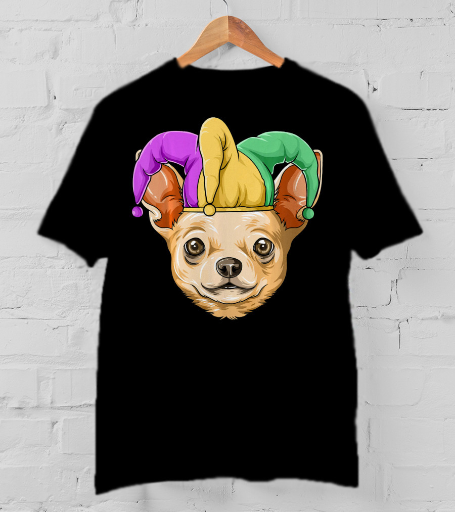Mardi Gras Chihuahua Jester Hat Festival Carnival Dog T-Shirt