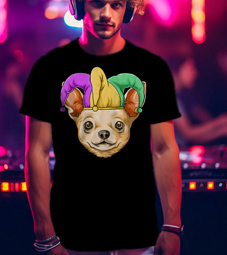 Mardi Gras Chihuahua Jester Hat Festival Carnival Dog T-Shirt