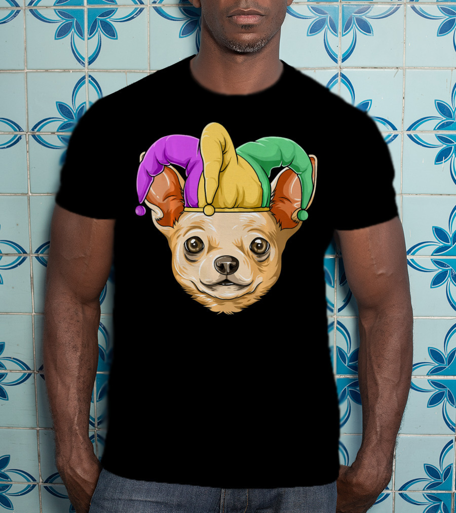 Mardi Gras Chihuahua Jester Hat Festival Carnival Dog T-Shirt