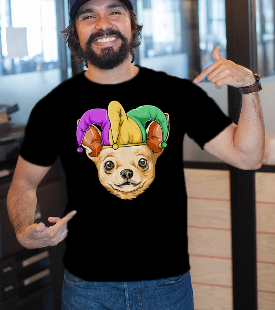 Mardi Gras Chihuahua Jester Hat Festival Carnival Dog T-Shirt