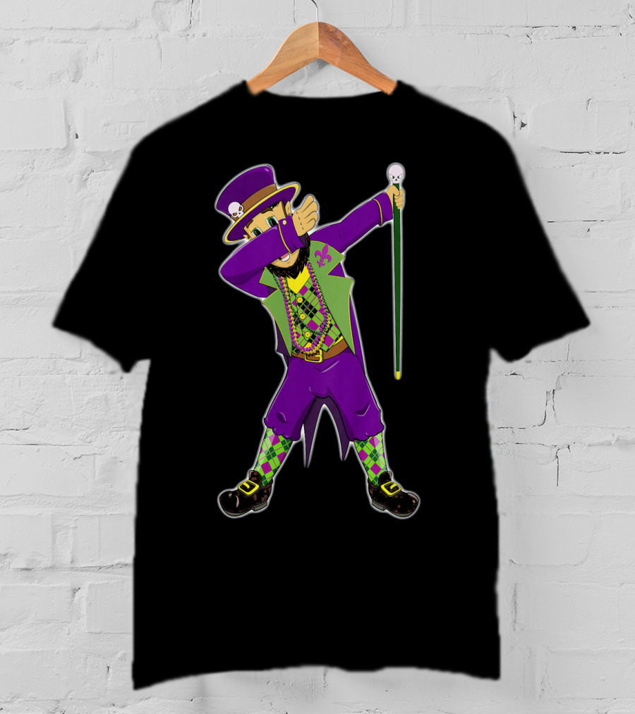 Kids Mardi Gras Jester Dabbing Colorful Costume T-Shirt