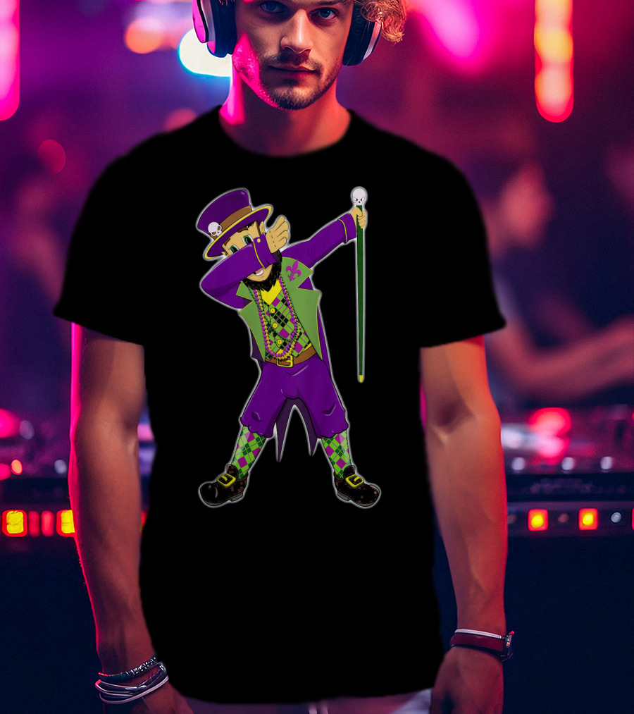 Kids Mardi Gras Jester Dabbing Colorful Costume T-Shirt