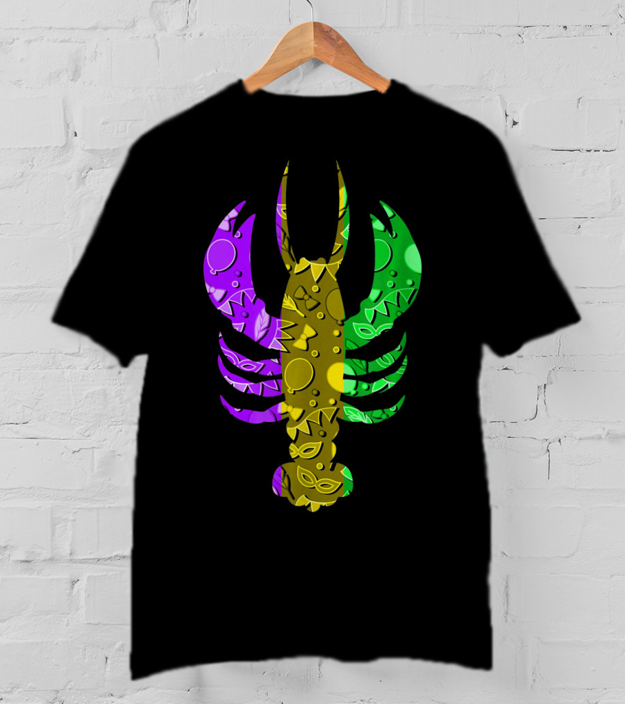 Crawfish Fleur De Lis Mardi Gras T-Shirt