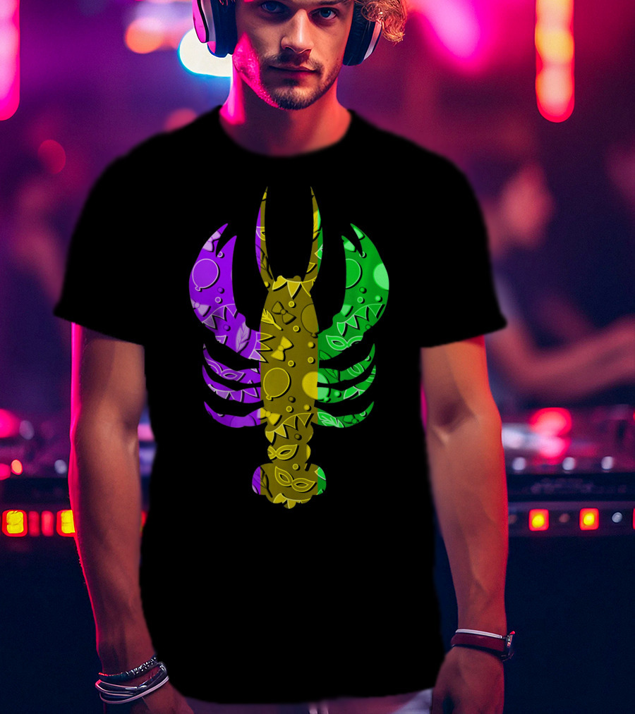 Crawfish Fleur De Lis Mardi Gras T-Shirt