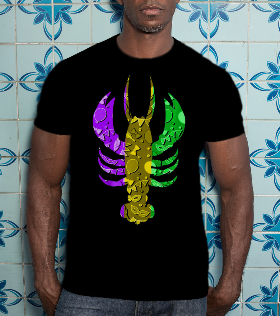 Crawfish Fleur De Lis Mardi Gras T-Shirt