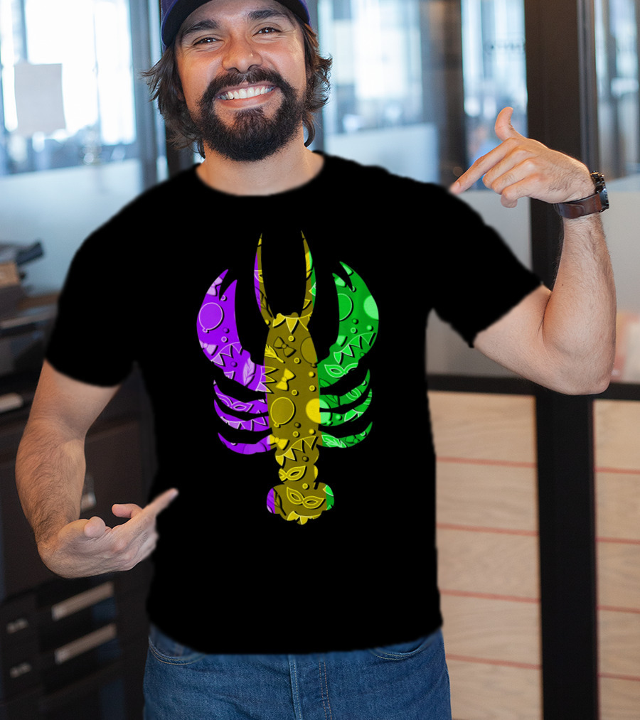 Crawfish Fleur De Lis Mardi Gras T-Shirt