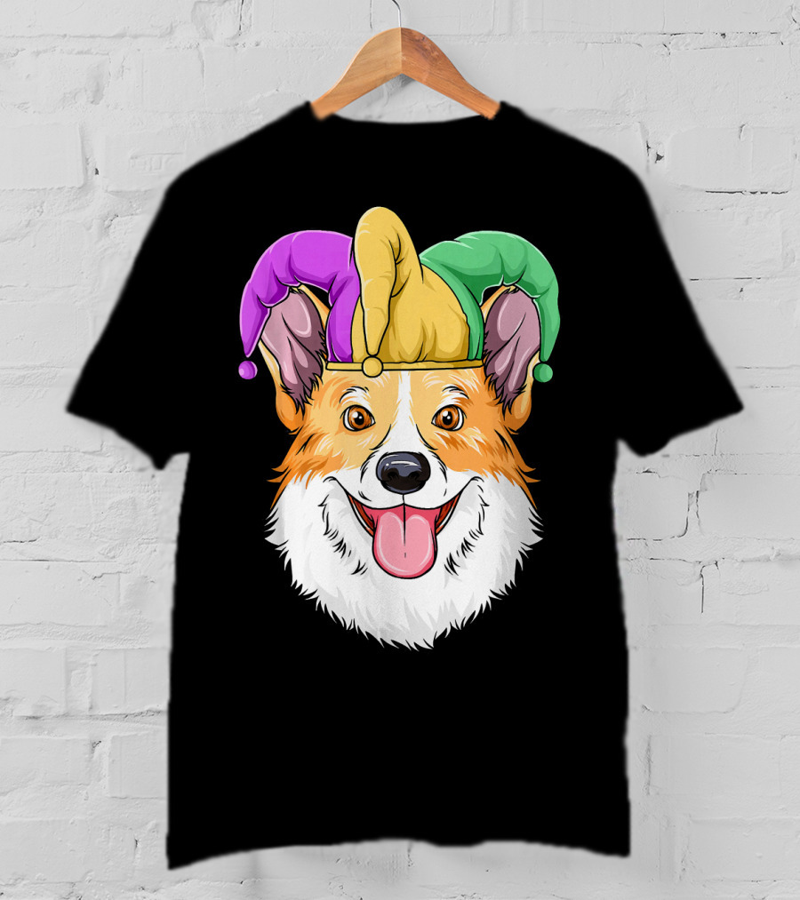Mardi Gras Corgi Jester Hat Corgi Carnival T-Shirt
