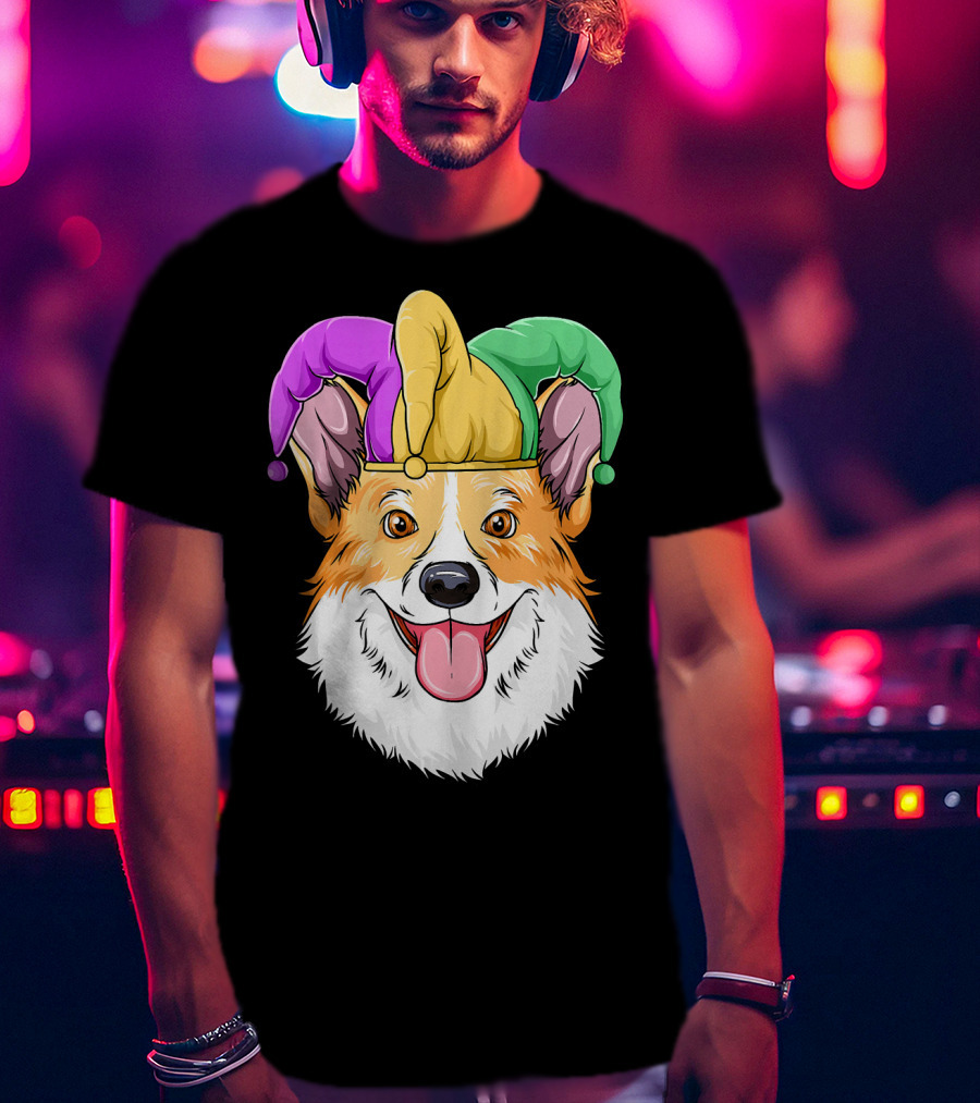 Mardi Gras Corgi Jester Hat Corgi Carnival T-Shirt