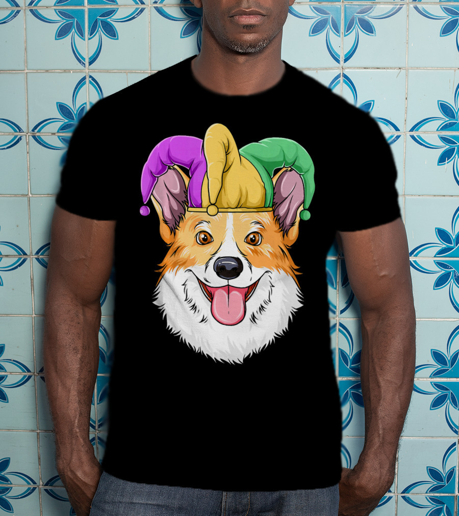 Mardi Gras Corgi Jester Hat Corgi Carnival T-Shirt
