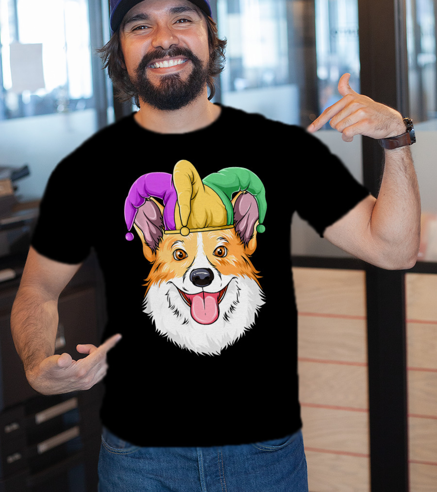 Mardi Gras Corgi Jester Hat Corgi Carnival T-Shirt