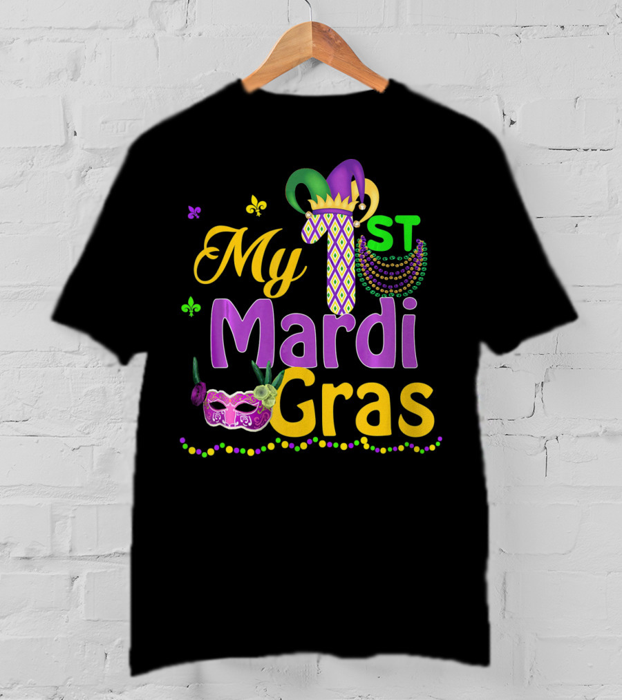My 1st Mardi Gras Mask Beads Celebratory T-Shirt