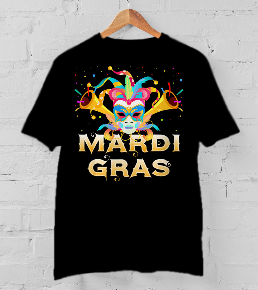 Mardi Gras Mask And Horns T-Shirt