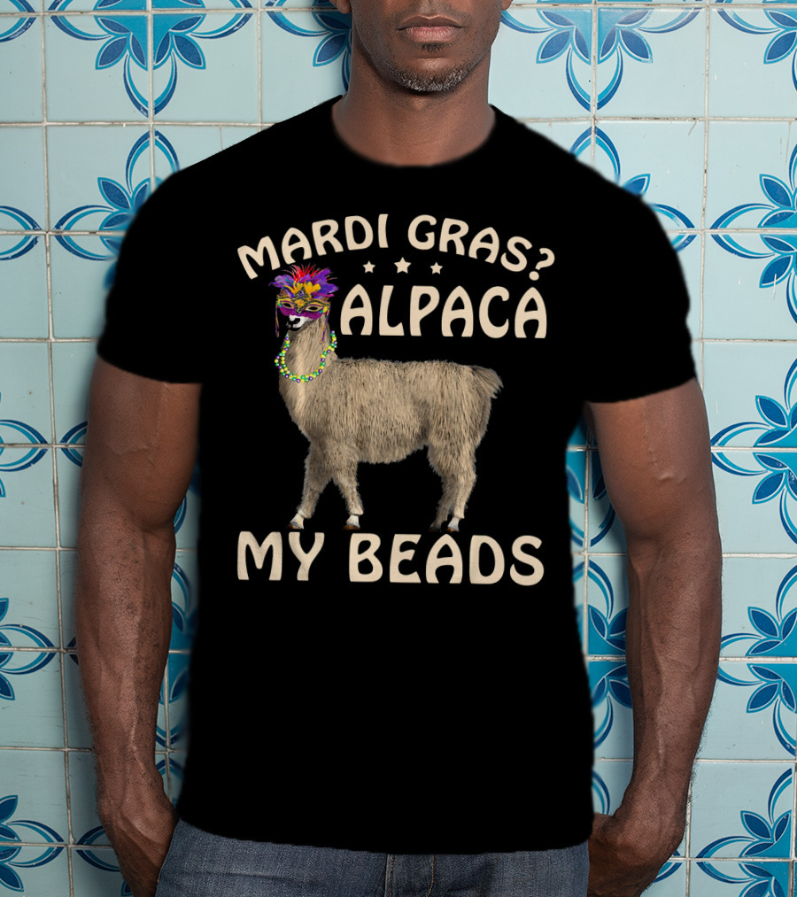 Mardi Gras Alpaca My Beads Festive T-Shirt