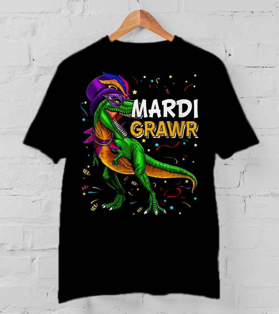 Mardi Grawr Dinosaur Mardi Gras Costume Party Fun T-Shirt