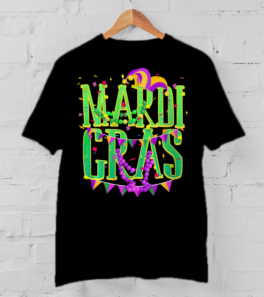 Mardi Gras Festive Beads And Party Hat T-Shirt