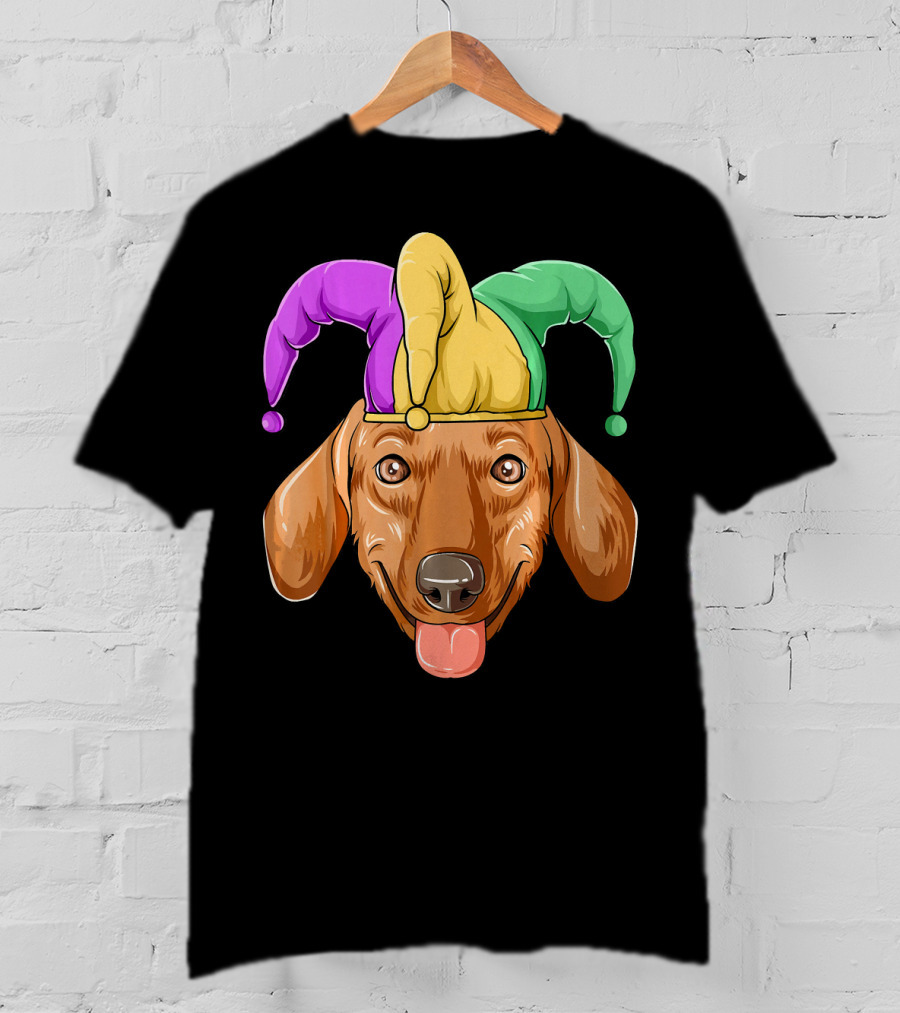 Mardi Gras Dachshund Carnival Jester Hat T-Shirt