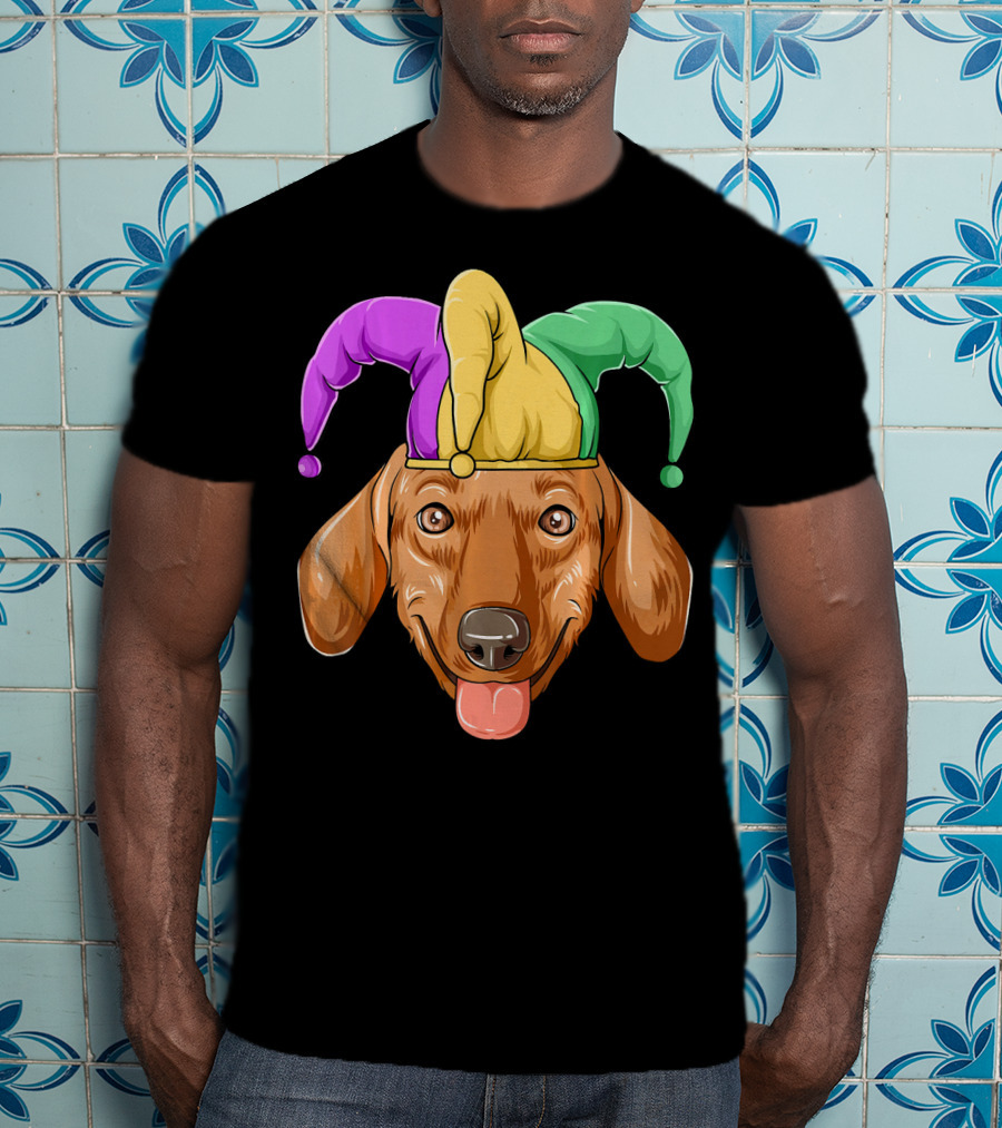 Mardi Gras Dachshund Carnival Jester Hat T-Shirt