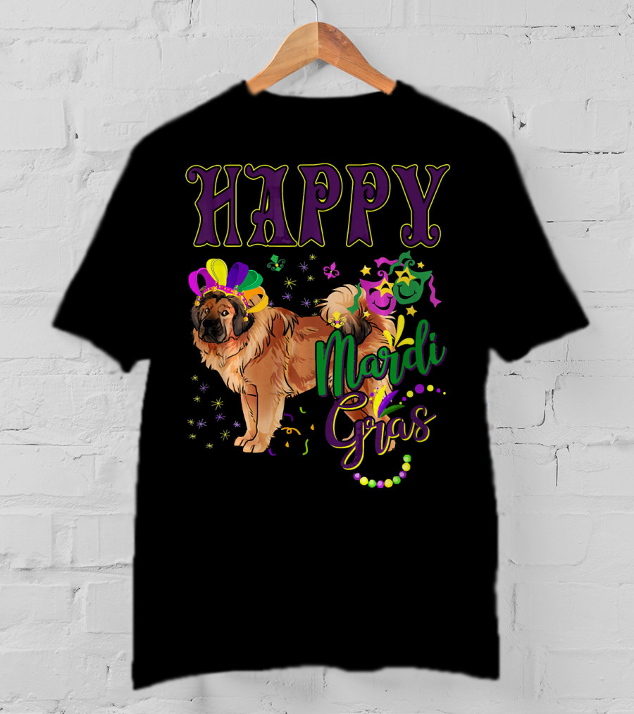 Happy Mardi Gras Tibetan Mastiff Beads And Masks T-Shirt