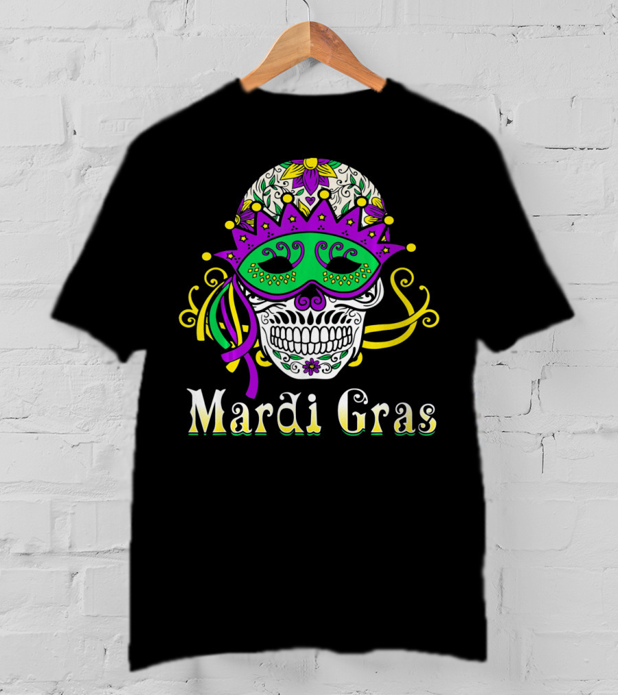 Mardi Gras Skull Mask Day Of The Dead T-Shirt
