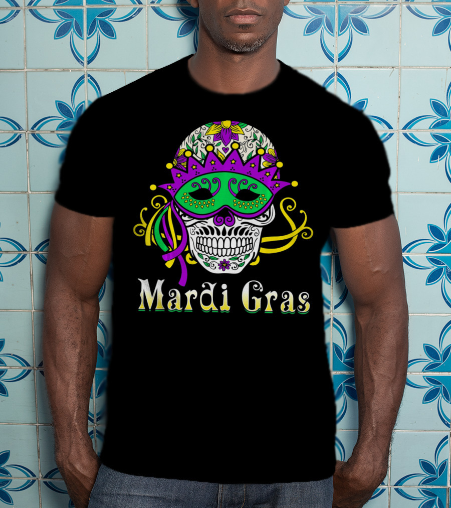 Mardi Gras Skull Mask Day Of The Dead T-Shirt