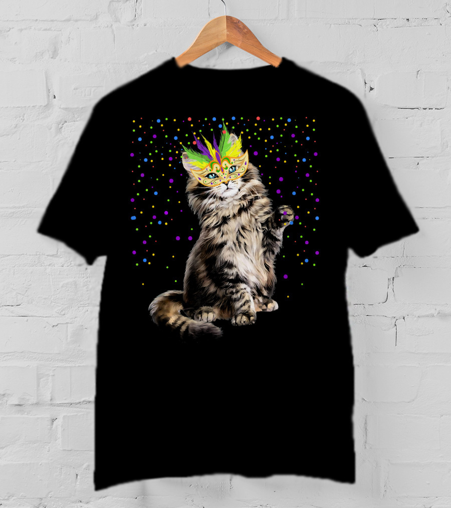 Mardi Gras Cat Mask Party In New Orleans T-Shirt