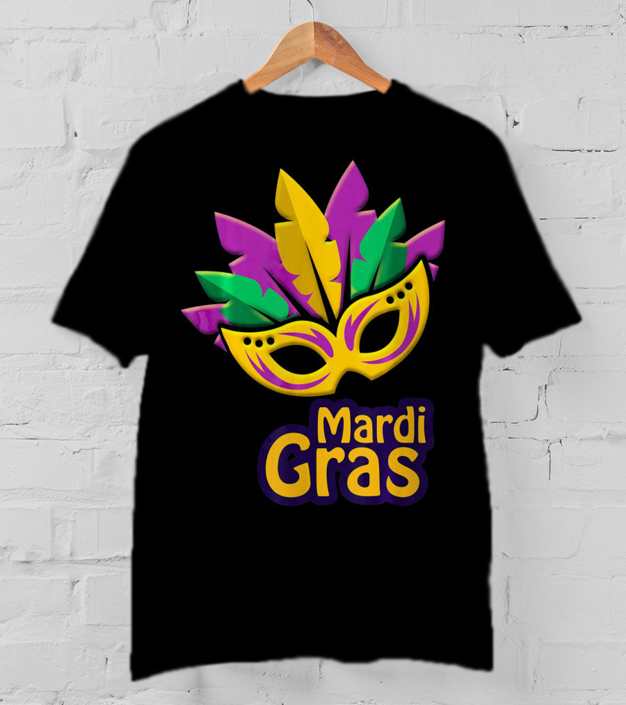New Orleans Mardi Gras Feathered Mask Party T-Shirt