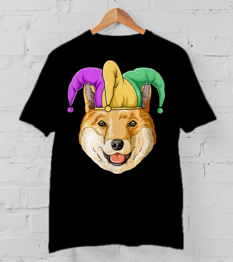Mardi Gras Shiba Inu Jester Hat Carnival T-Shirt