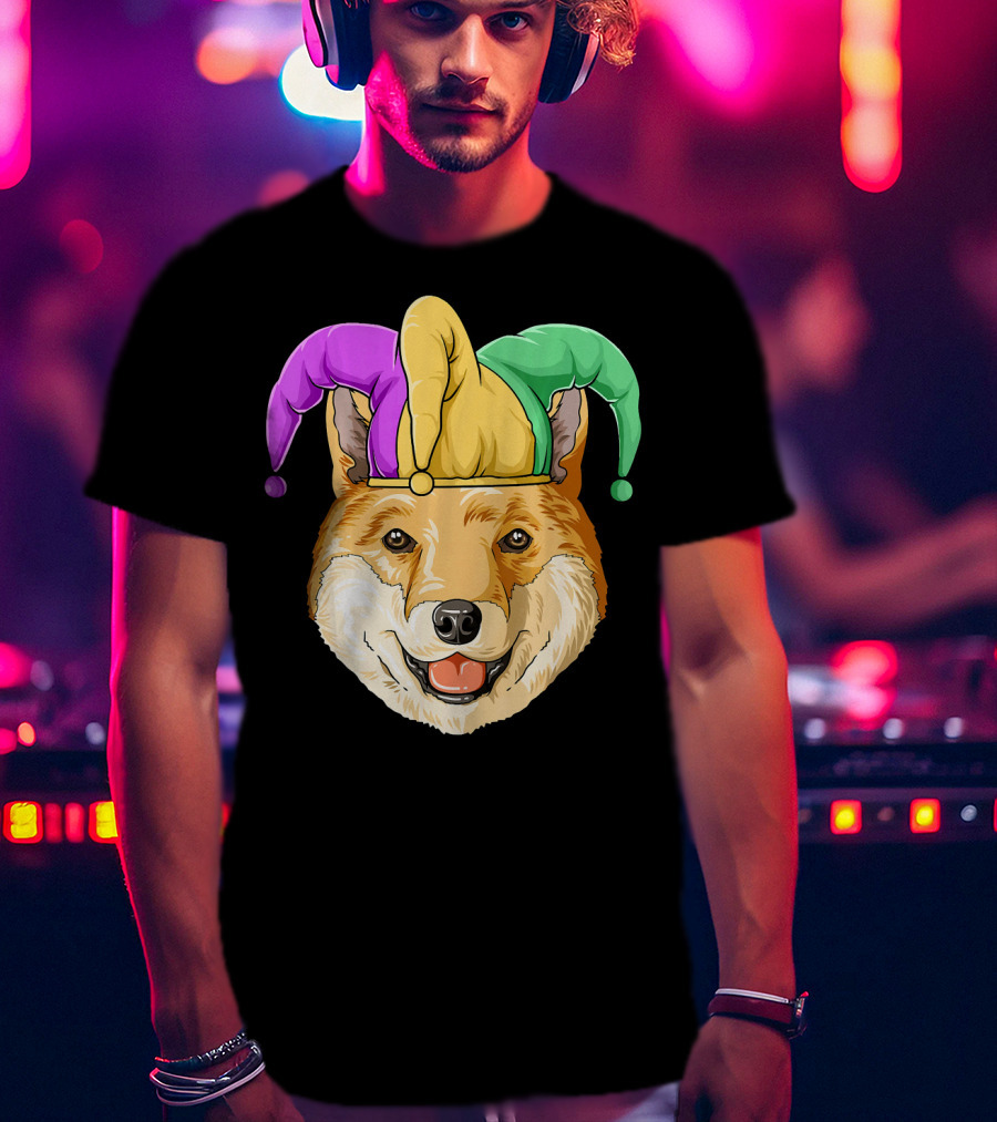 Mardi Gras Shiba Inu Jester Hat Carnival T-Shirt