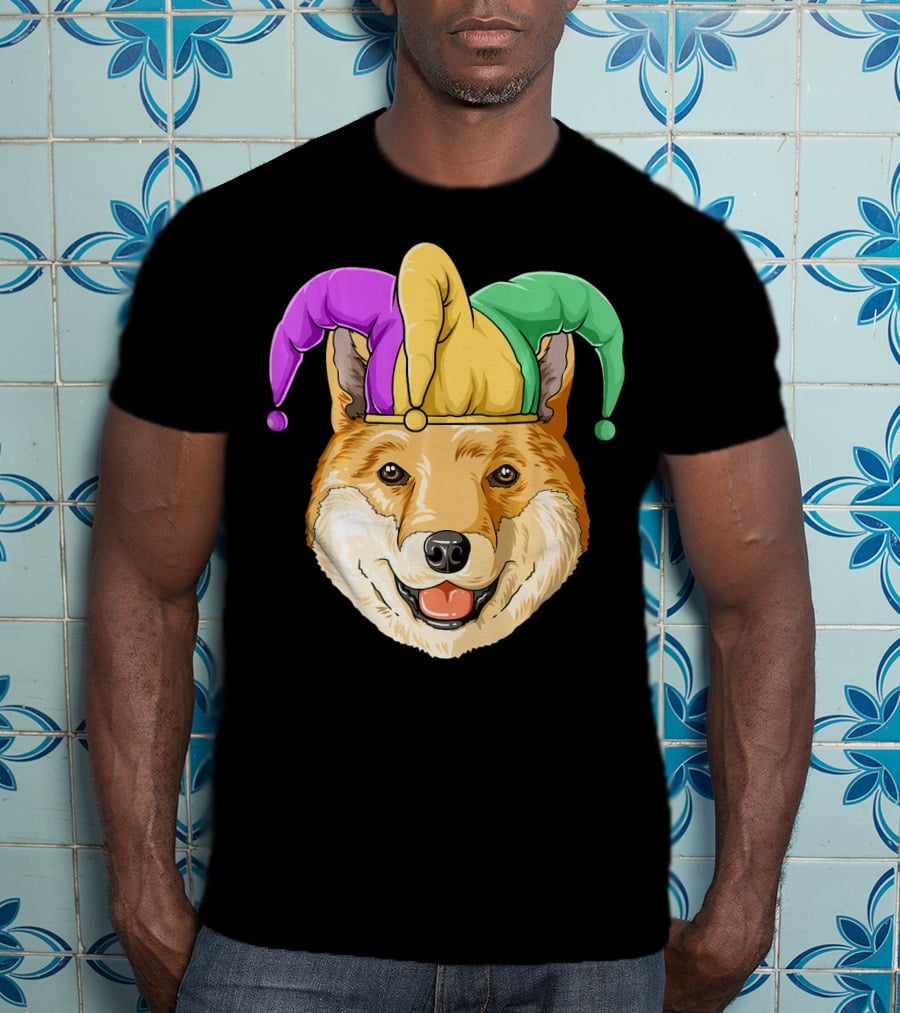 Mardi Gras Shiba Inu Jester Hat Carnival T-Shirt