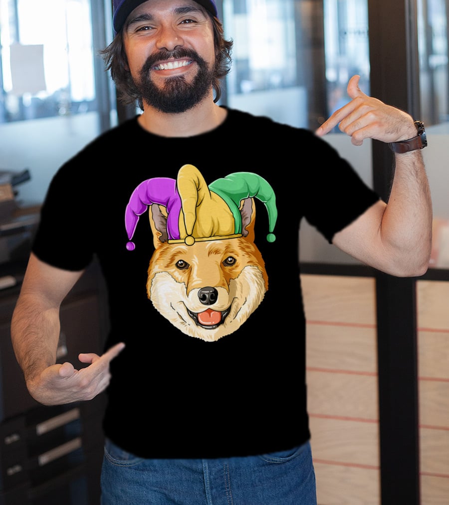 Mardi Gras Shiba Inu Jester Hat Carnival T-Shirt