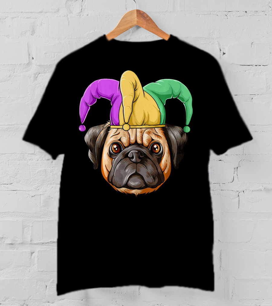 Mardi Gras Pug Carnival Jester Hat T-Shirt