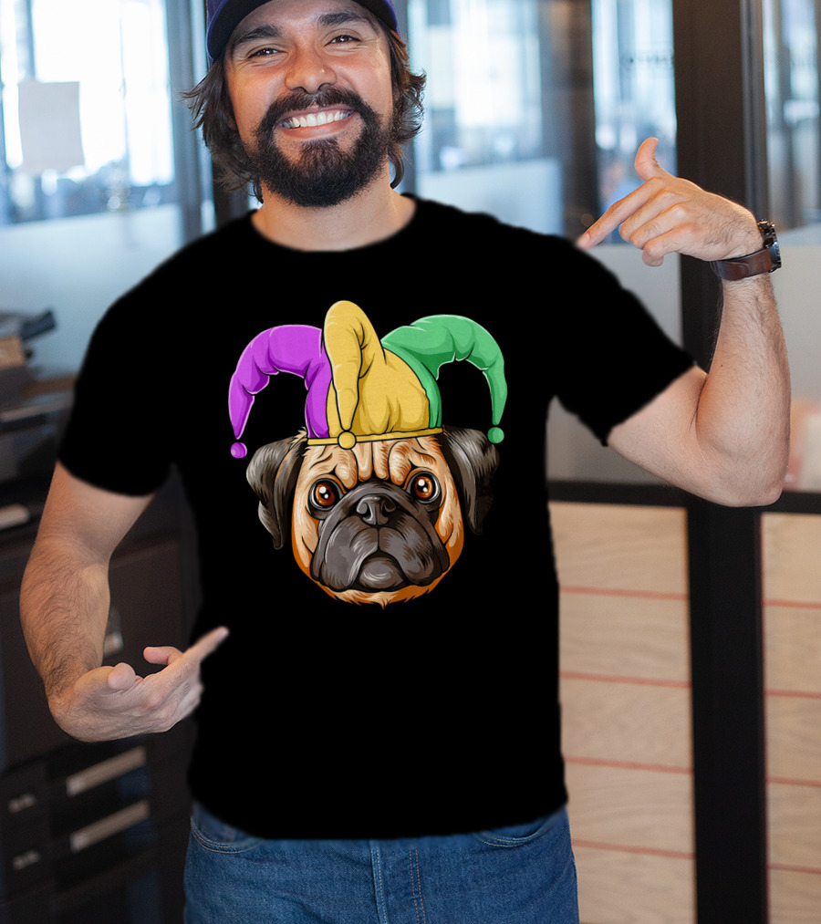 Mardi Gras Pug Carnival Jester Hat T-Shirt