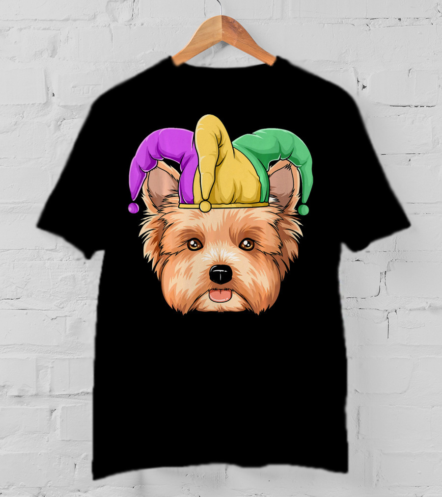 Mardi Gras Yorkshire Terrier Jester Hat Yorksh Carnival T-Shirt