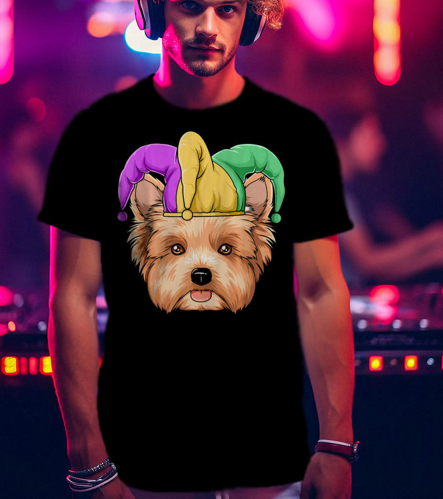 Mardi Gras Yorkshire Terrier Jester Hat Yorksh Carnival T-Shirt