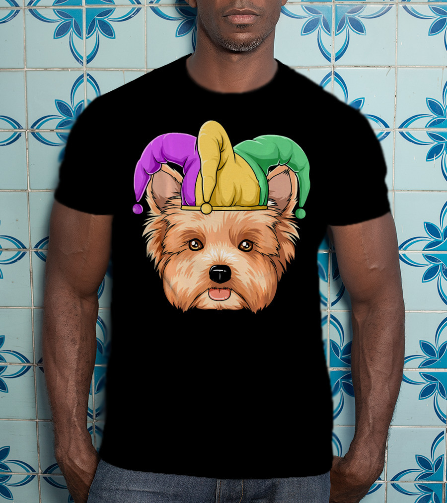 Mardi Gras Yorkshire Terrier Jester Hat Yorksh Carnival T-Shirt