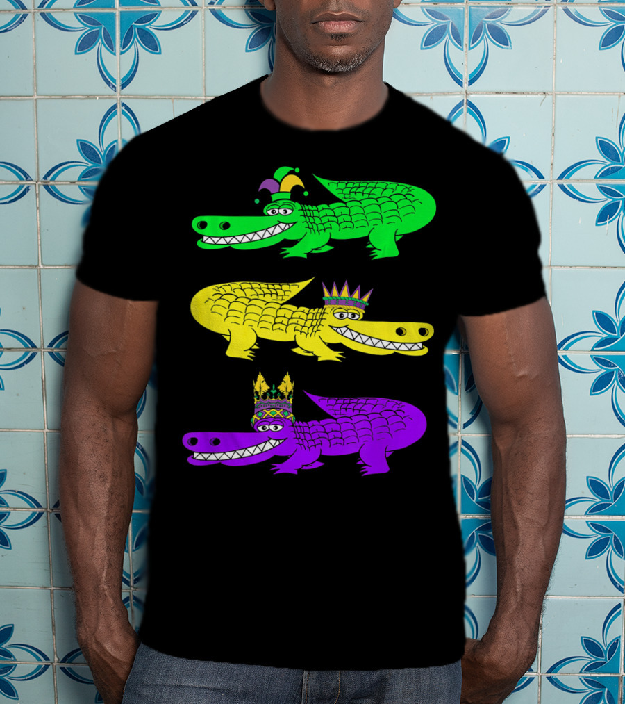 Alligator Crocodile Mardi Gras Festival Jester Kings T-Shirt