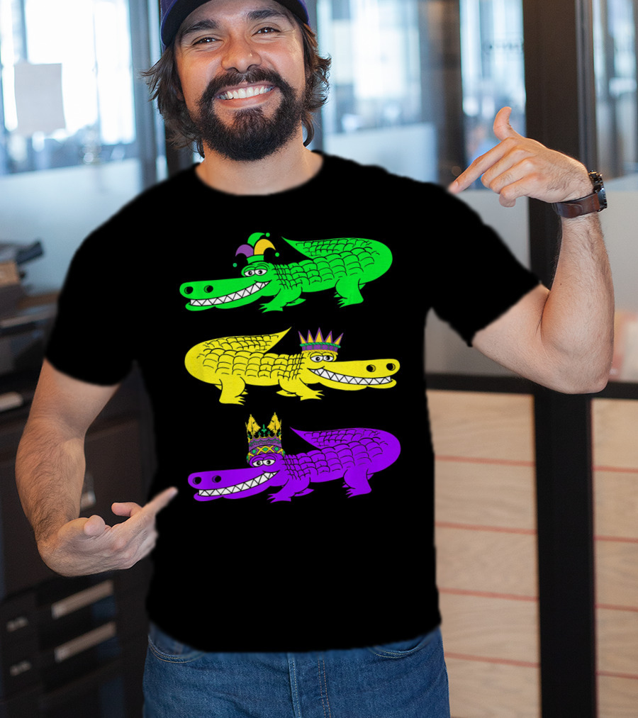 Alligator Crocodile Mardi Gras Festival Jester Kings T-Shirt