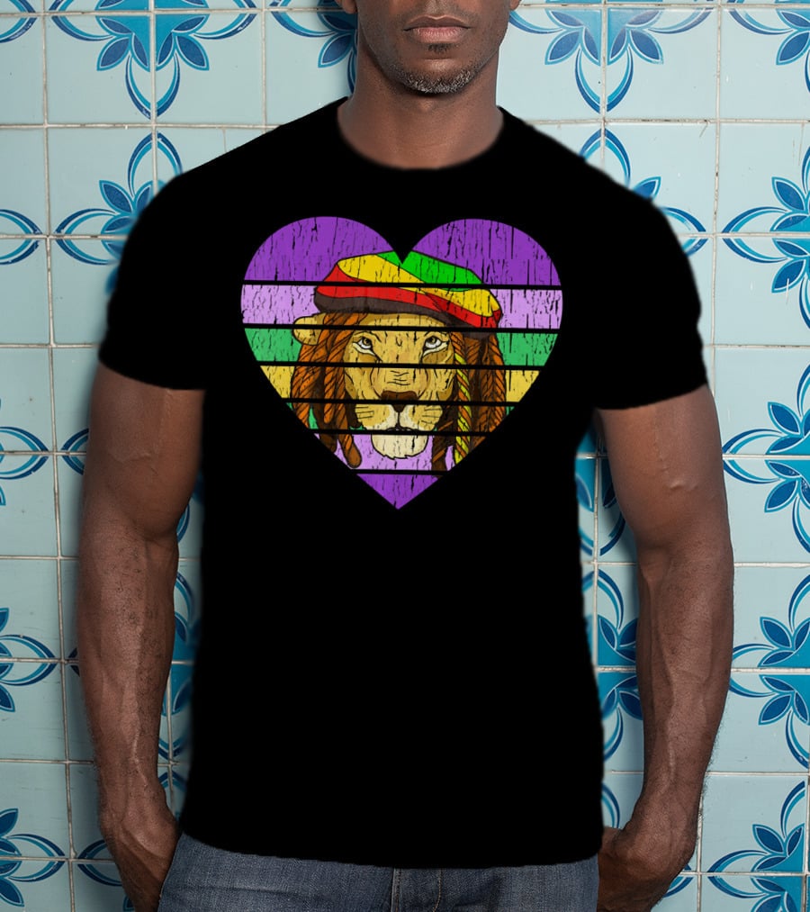 Mardi Gras Lion Rasta Heart Vintage Carnival T-Shirt