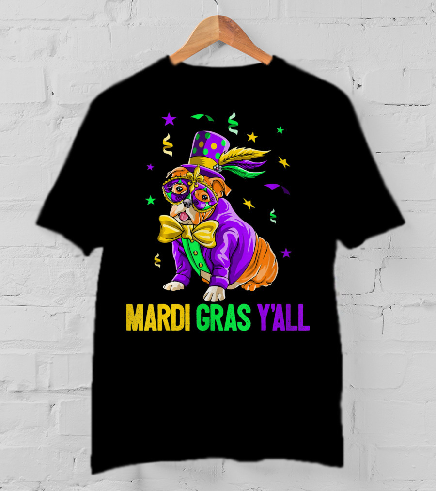 Bulldog Mardi Gras Y'all Celebration Festivities T-Shirt