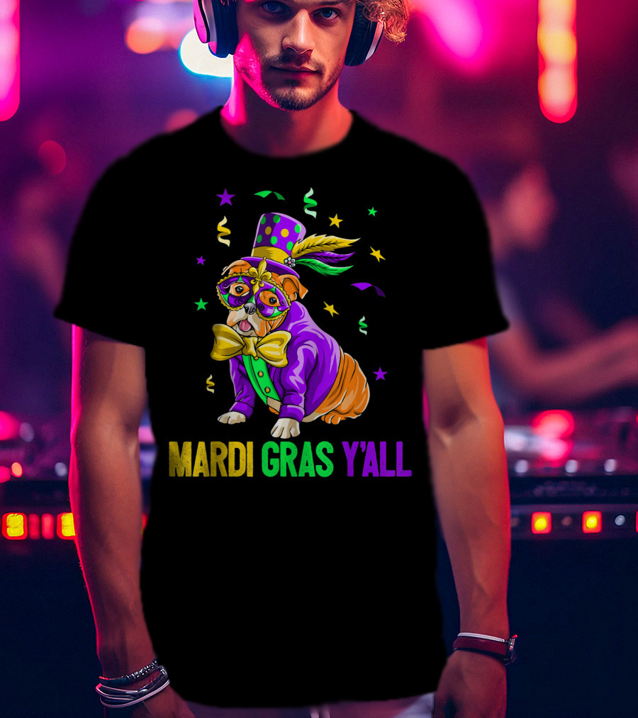 Bulldog Mardi Gras Y'all Celebration Festivities T-Shirt